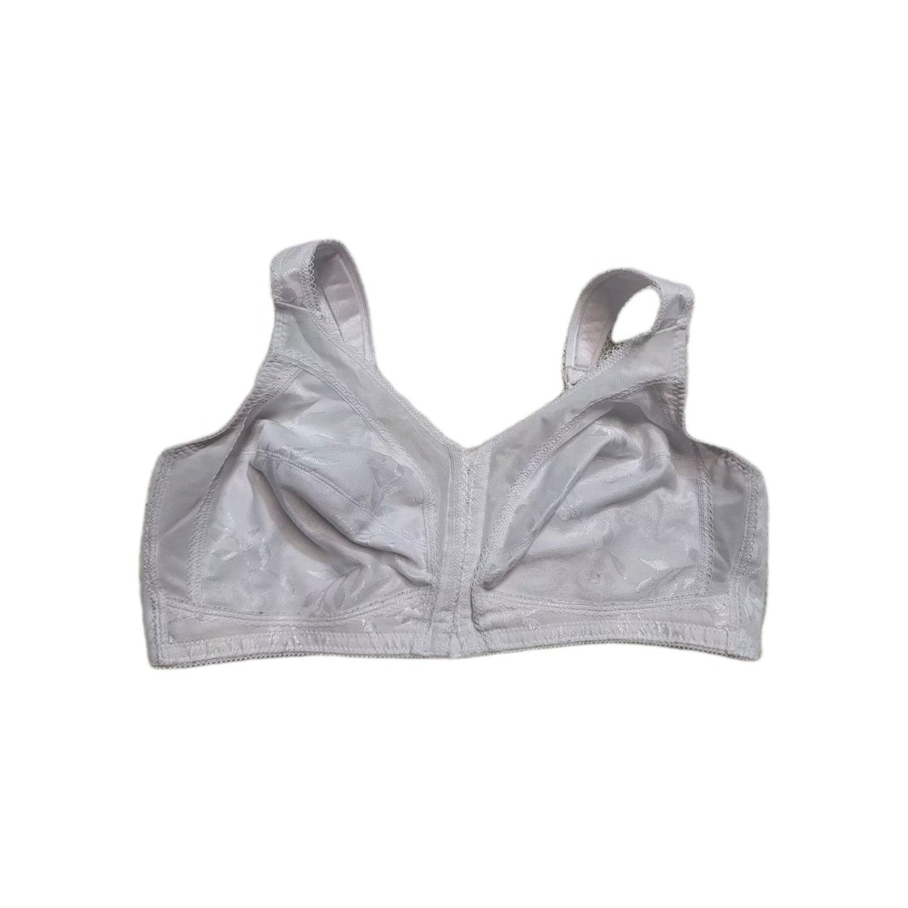 Playtex Bra  Front Close 4695 44 C Wireless White Wide Strap